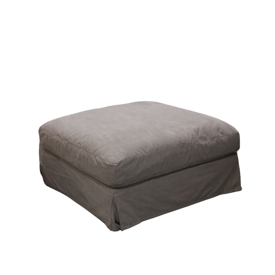 Spacious Slip-Cover Ottoman 100cm - Grey