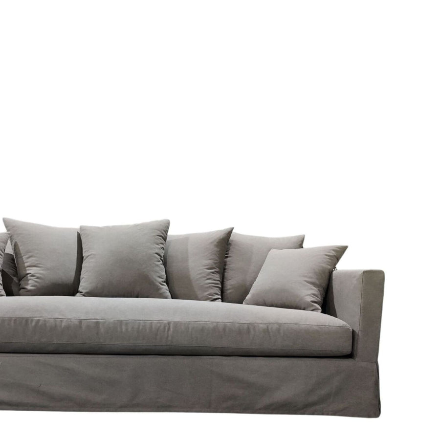 Spacious Three Seater Slip-Cover Sofa 240cm - Grey