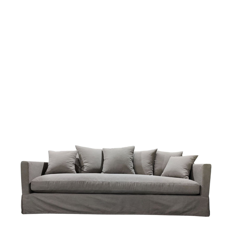 Spacious Three Seater Slip-Cover Sofa 240cm - Grey