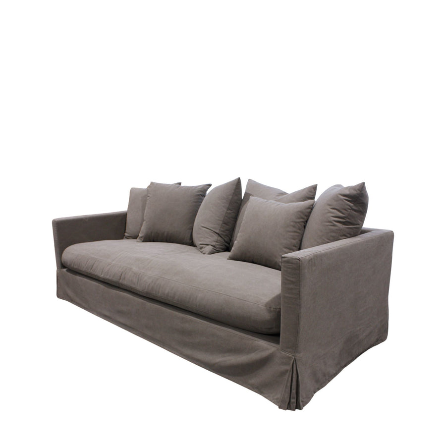 Spacious Three Seater Slip-Cover Sofa 240cm - Grey