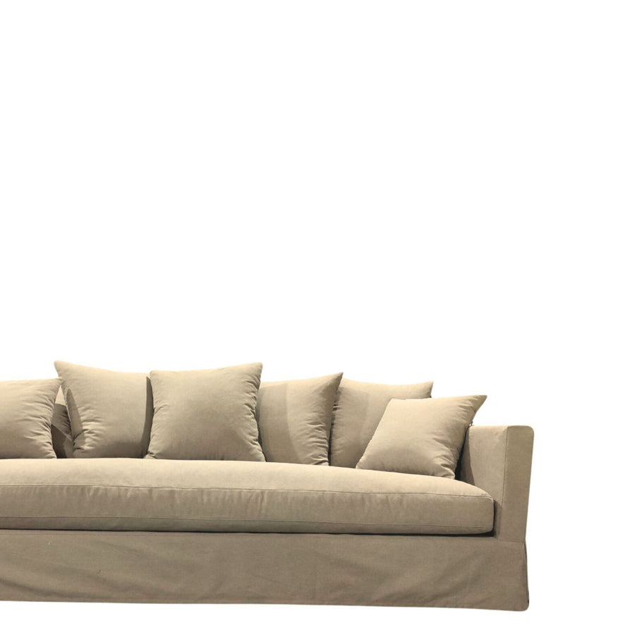 Spacious Three Seater Slip-Cover Sofa 240cm - Sand