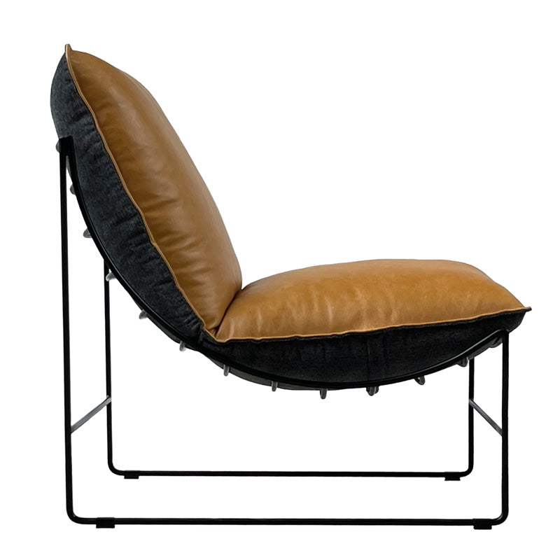 Steel & Leather Lounge Chair - Cognac