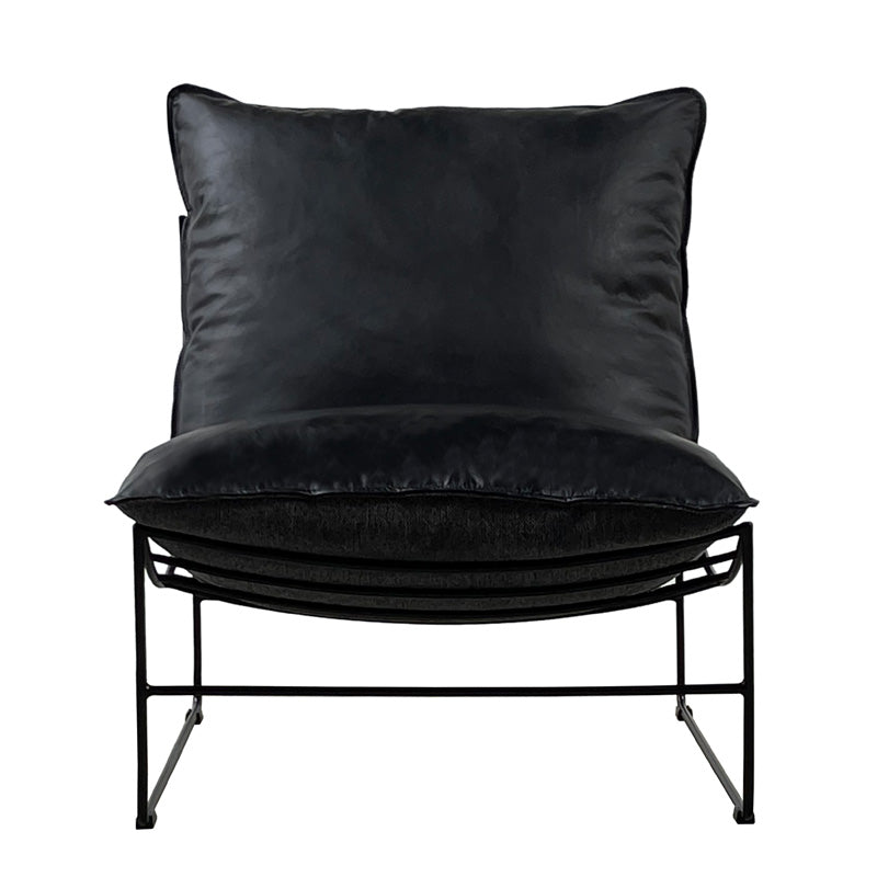 Steel & Leather Lounge Chair - Graphite