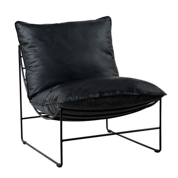 Steel & Leather Lounge Chair - Graphite