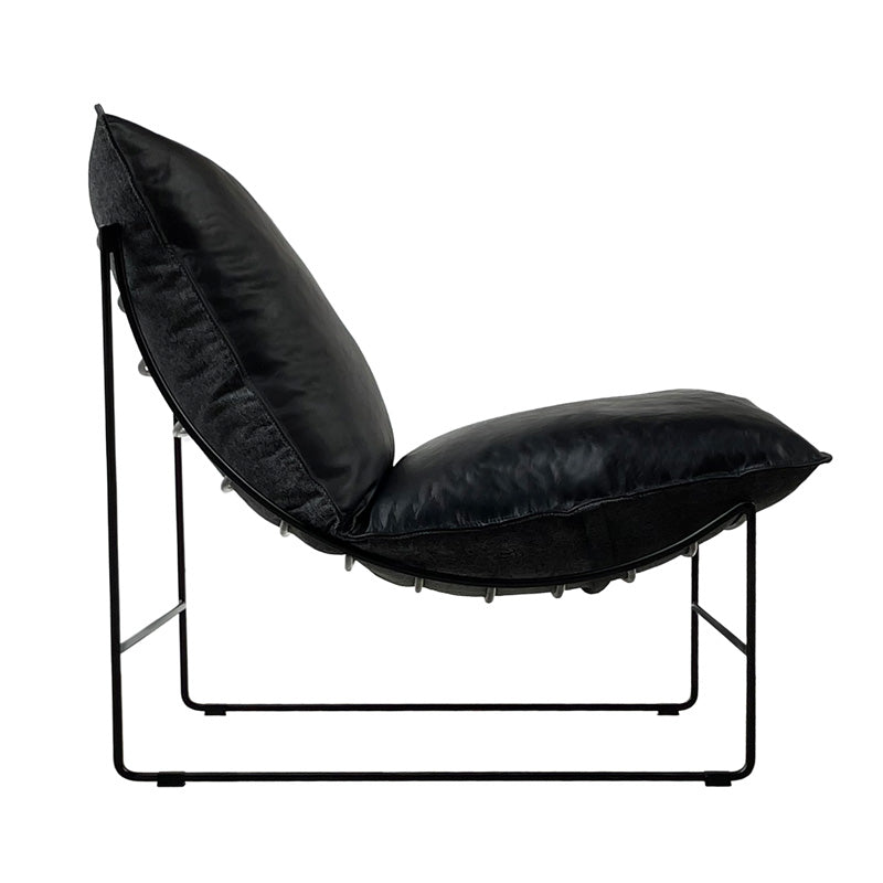 Steel & Leather Lounge Chair - Graphite