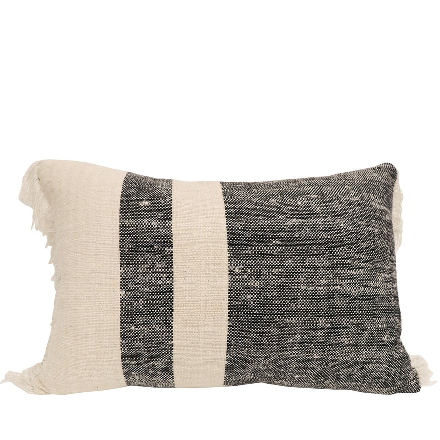 Tasseled Rectangular Cushion - Natural & Grey