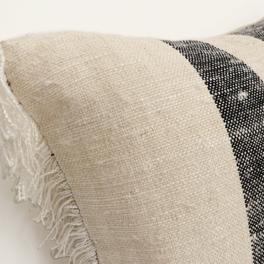 Tasseled Rectangular Cushion - Natural & Grey