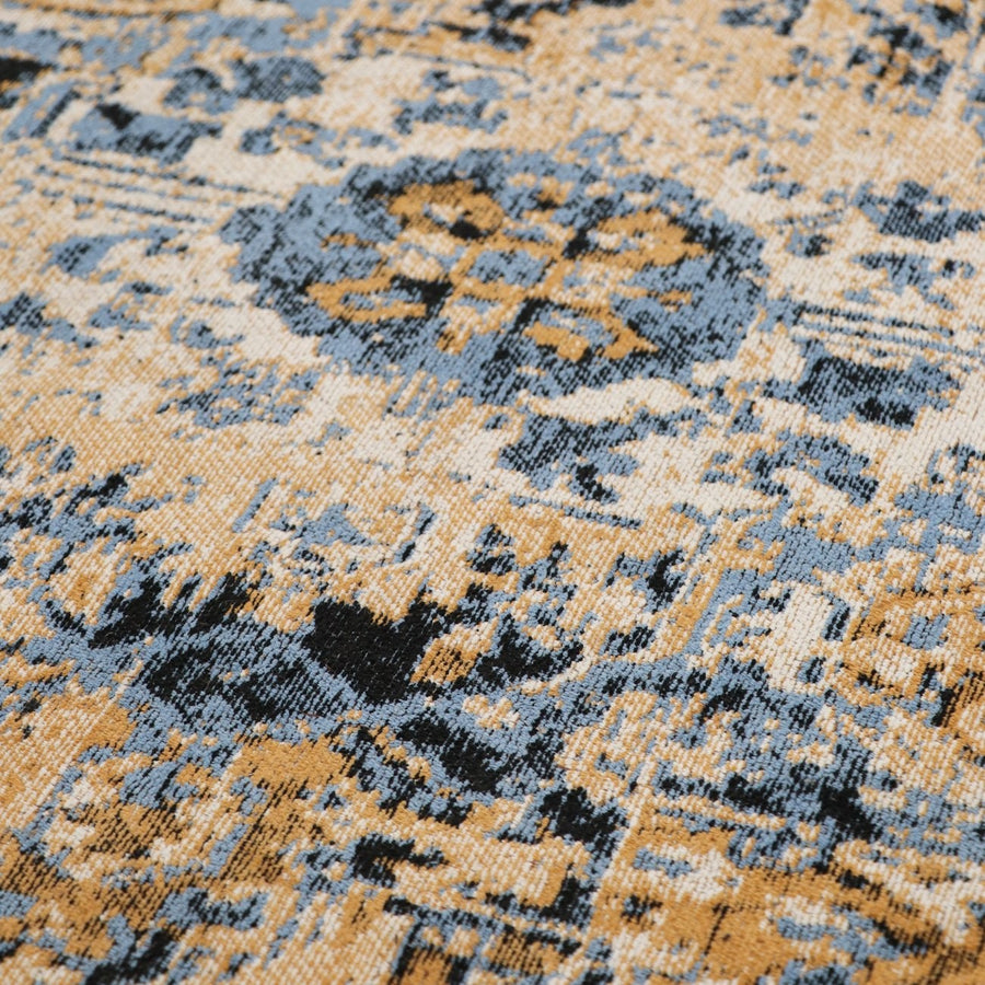 Turkish Style Distressed Rug 1.7m x 2.4m - Blue & Orange Tones