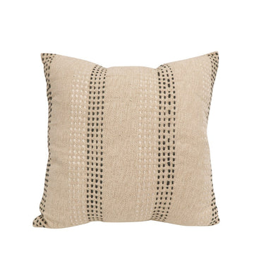 Two Tone Dotted Stripe Cushion - Natural