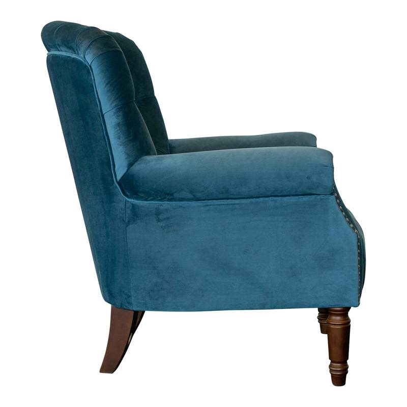 Blue Velvet Buttoned Occasional Chair