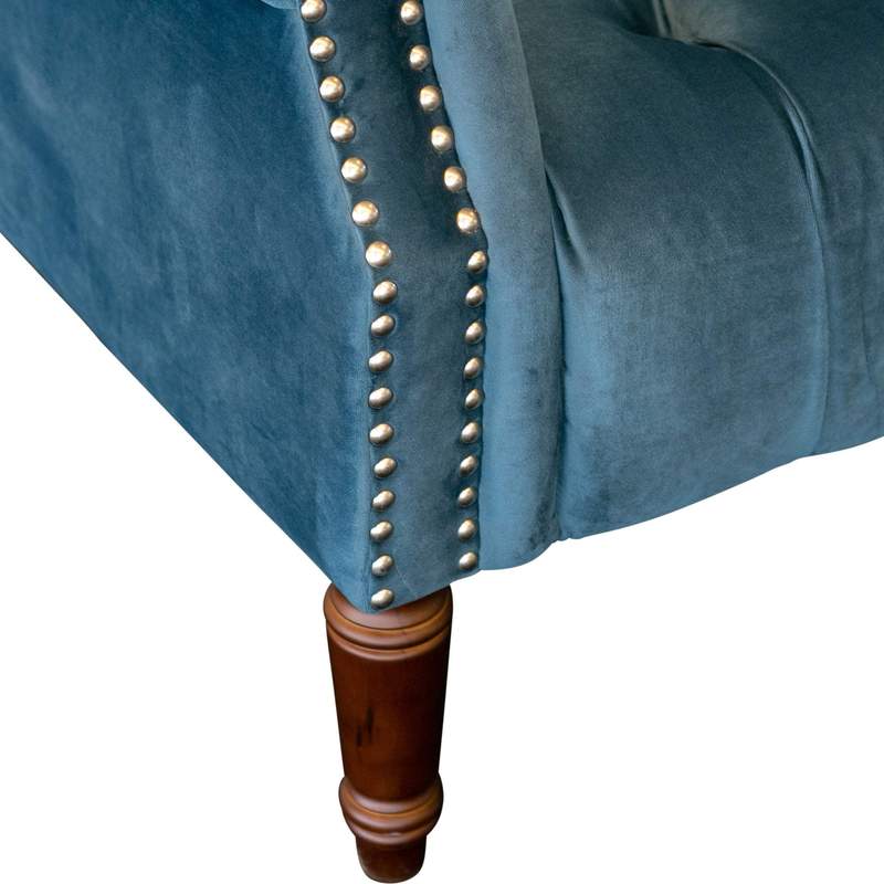 Blue Velvet Buttoned Occasional Chair