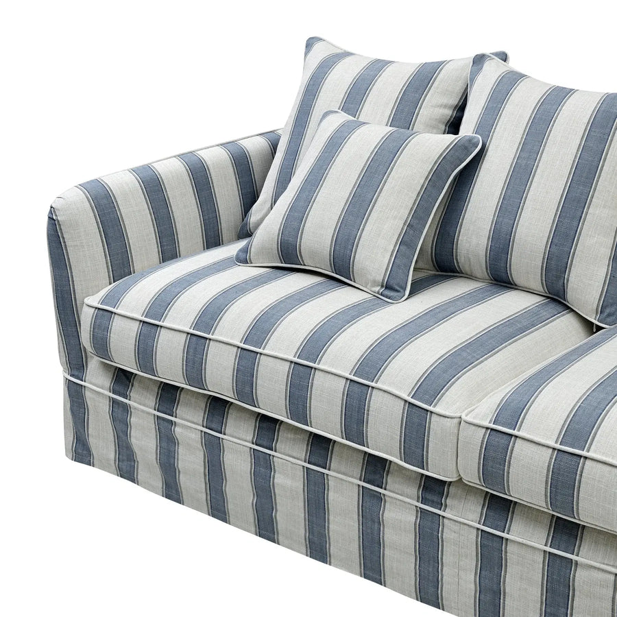 Hamptons Contemporary Three Seater Removable Cover - Blue Sky Stripe