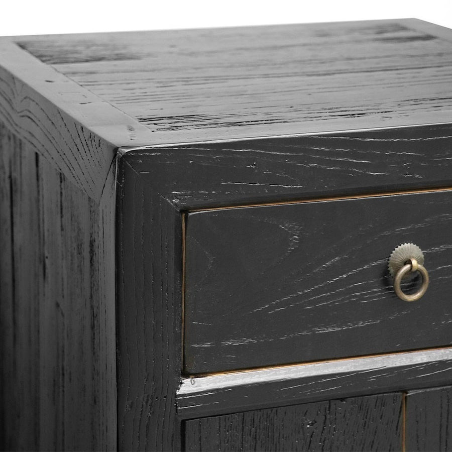 Handmade Peasant Bedside Table - Black